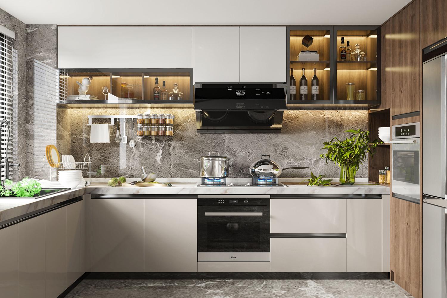 Modern Kitchen Cabinets U-shaped with Sleek Finish