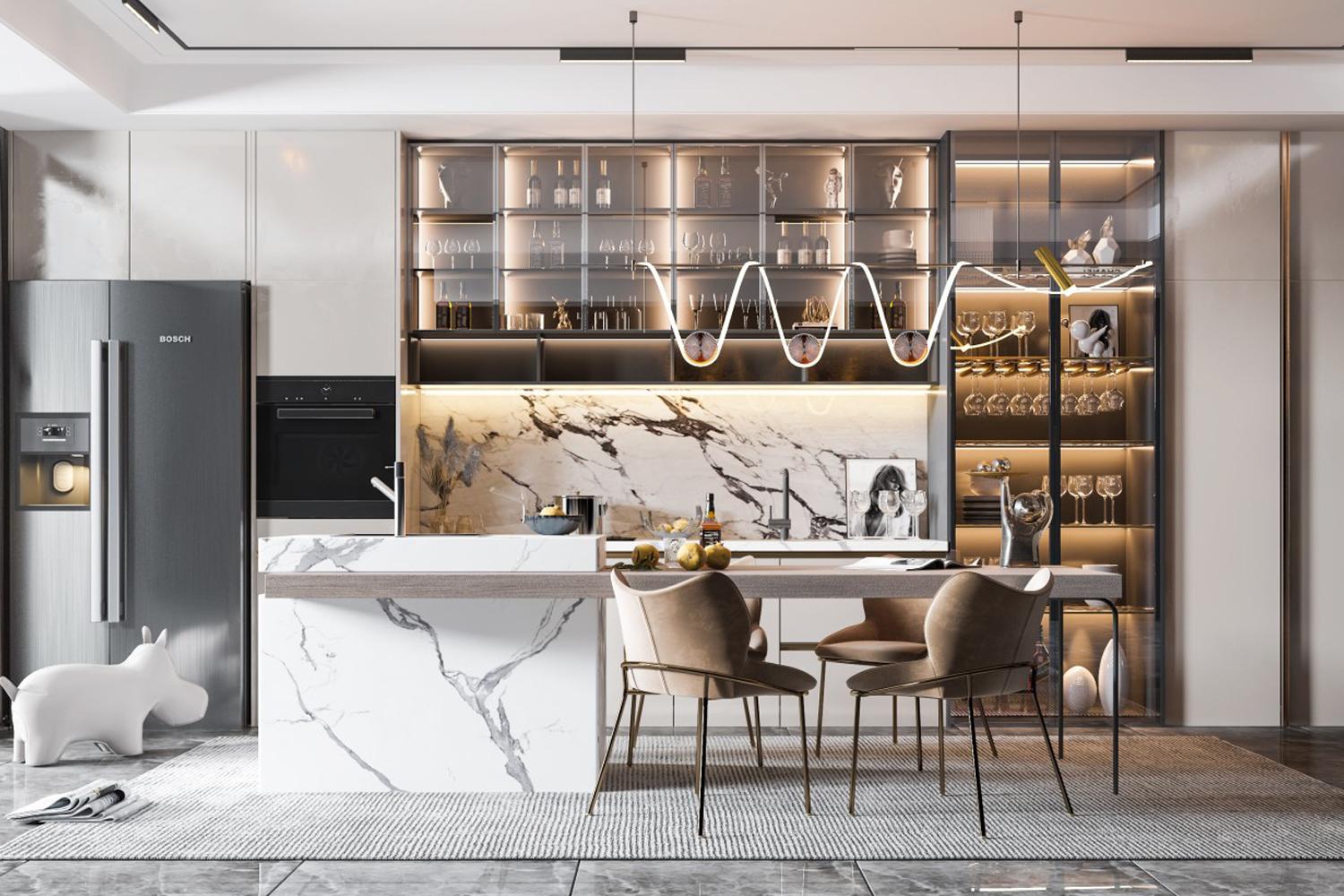 Modern Kitchen Cabinets with Island Natural Warmth for Home