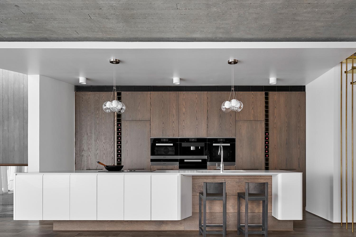 Kitchen Cabinets Stylish Veneer Finish Elegant Style Modern Kitchen Set