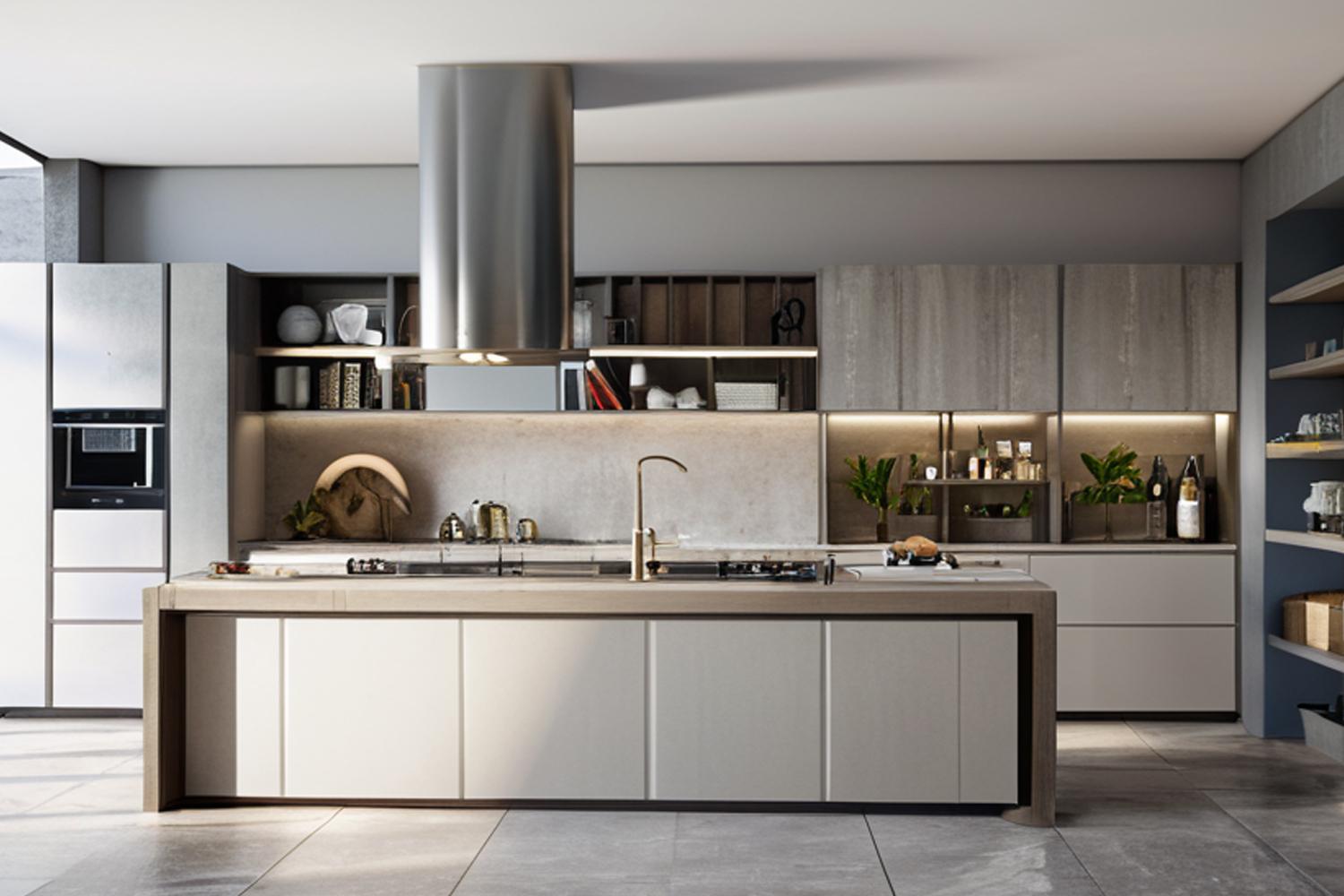 Modern Kitchen Cabinet with Island for Home Practical Layout Bright Look