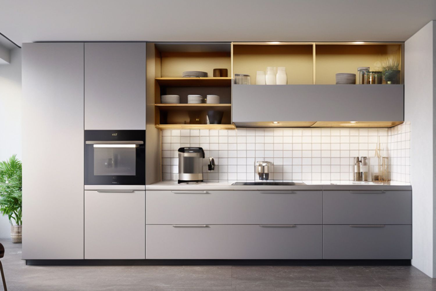 Kitchen Cabinet Clean Light Lacquer Finish Modern Design Functional Cabinet