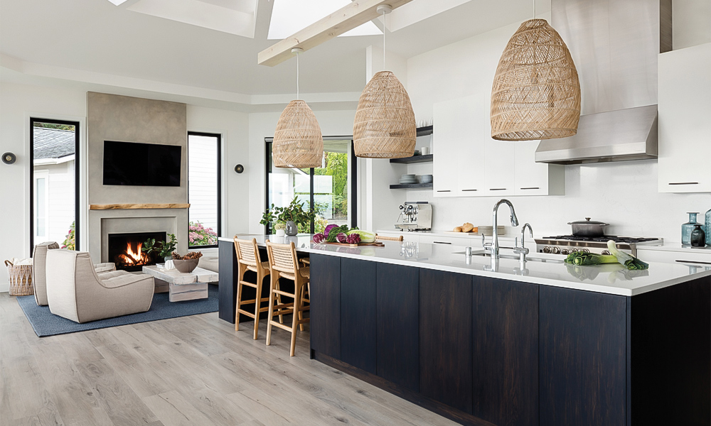 Modern Kitchen Cabinet Sleek Veneer Finish Functional Design with Push-to-Open Doors Designed for Modern Home