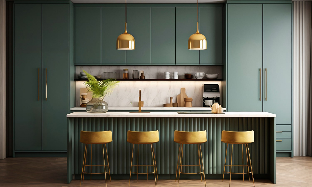 Kitchen Cabinet Sleek Lacquer Surface Contemporary Style Moisture Resistant Reinforced Hinges for Modern Home Kitchens