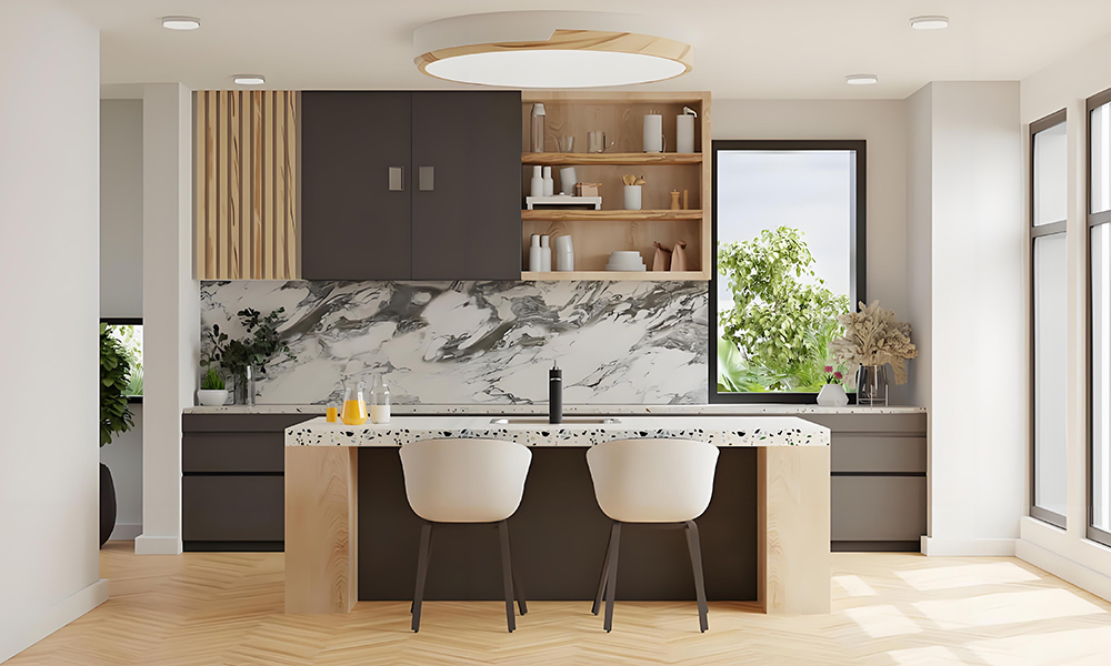 Kitchen Cabinet with Smooth Lacquer Surface Minimalist Style Mold-Proof Material Durable Base Cabinets for Functional Kitchens