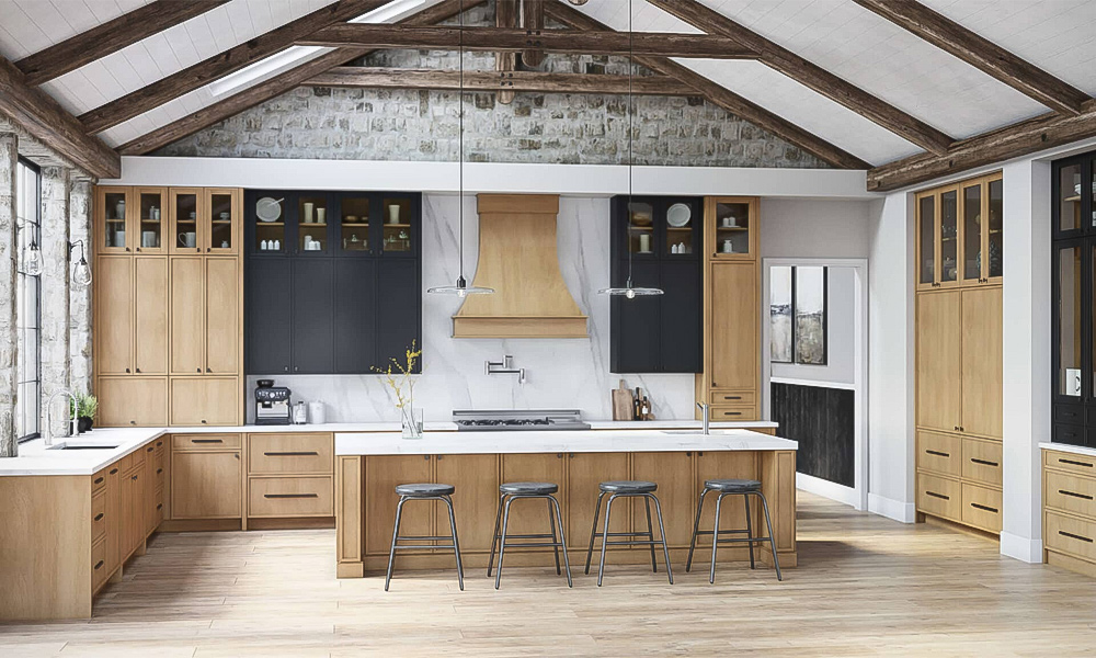 Modern handle kitchen cabinets with sleek stainless steel handles in a contemporary home.
