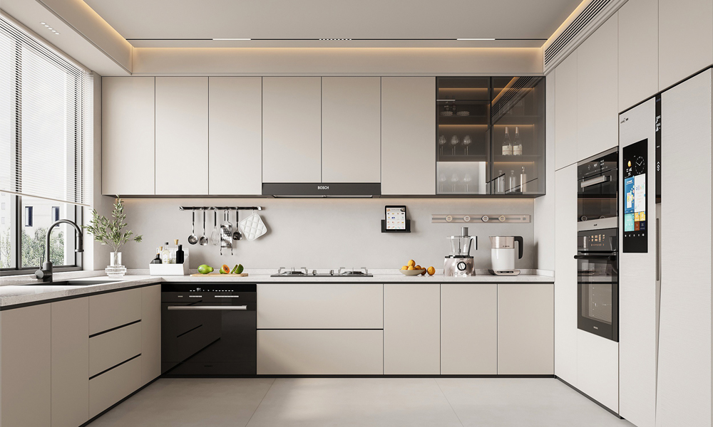Modern Kitchen Cabinet Stylish Lacquer Finish Spacious Storage Adjustable Shelves for Open Home Kitchen
