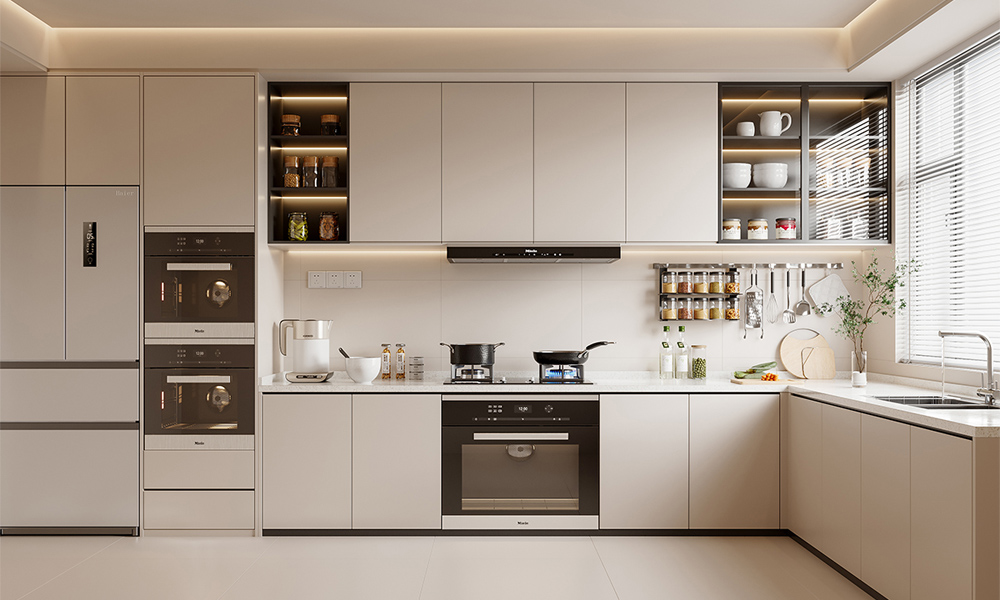 Kitchen Cabinet Polished Lacquer Finish Modern Design Functional Layout for Urban Apartments