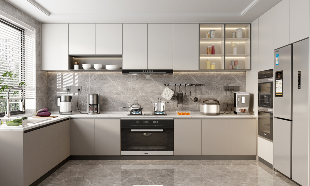 Modern Kitchen Cabinet Functional Design UV Proof Lacquer Surface Durable Structure for City Kitchens