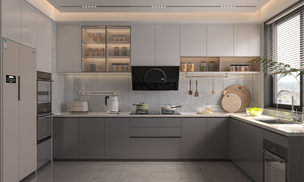 Plywood kitchen cabinet construction with durable edges and Veneer kitchen cabinet material showcasing natural wood texture
