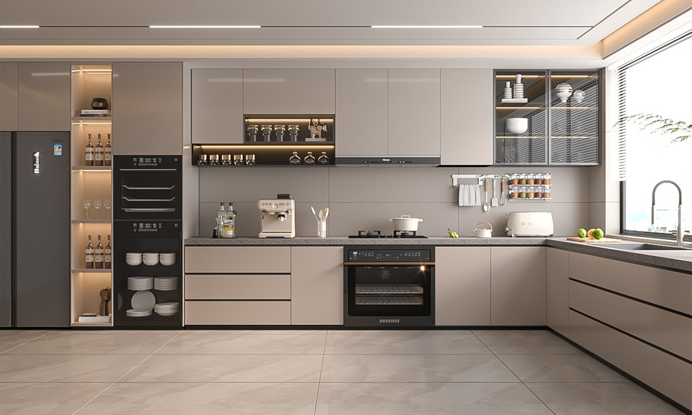Modern Kitchen Cabinet Light Finish Clean Front Profile Functional Layout for Home Kitchens