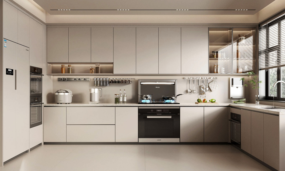 Modern Kitchen Cabinet Matte Lacquer Finish Minimalist Design Adjustable Shelves for Home Kitchen