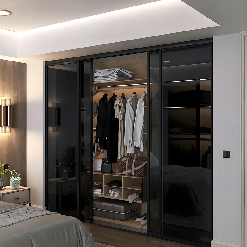Bedroom Sliding Frosted Glass Door Modern Wardrobe Furniture Design