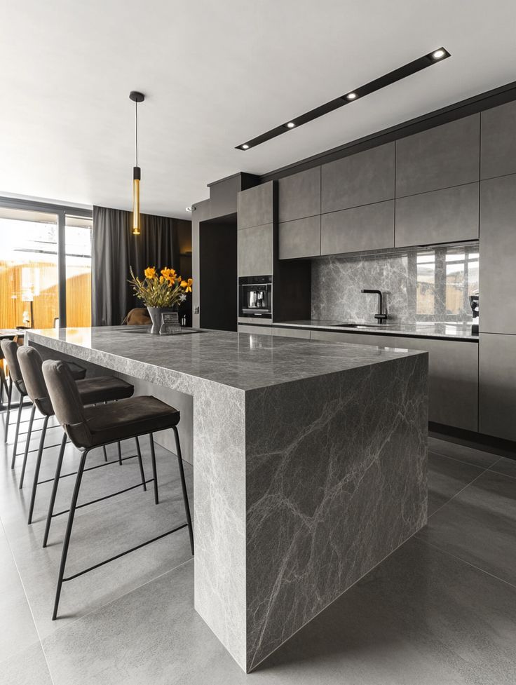 AIS Kitchen Modern multifunctional kitchen island with sink and built-in storage drawers.